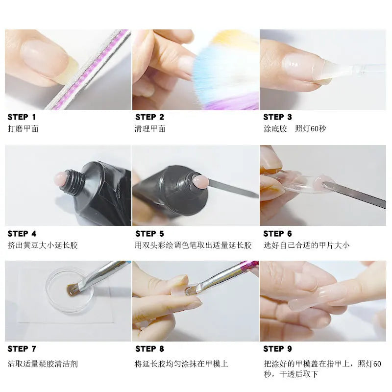 30ml Nail Extension Gel Nail Build Poly Nail Acrylic Gel UV LED Quick Extension of Crystal Model Painless Crystal Gel