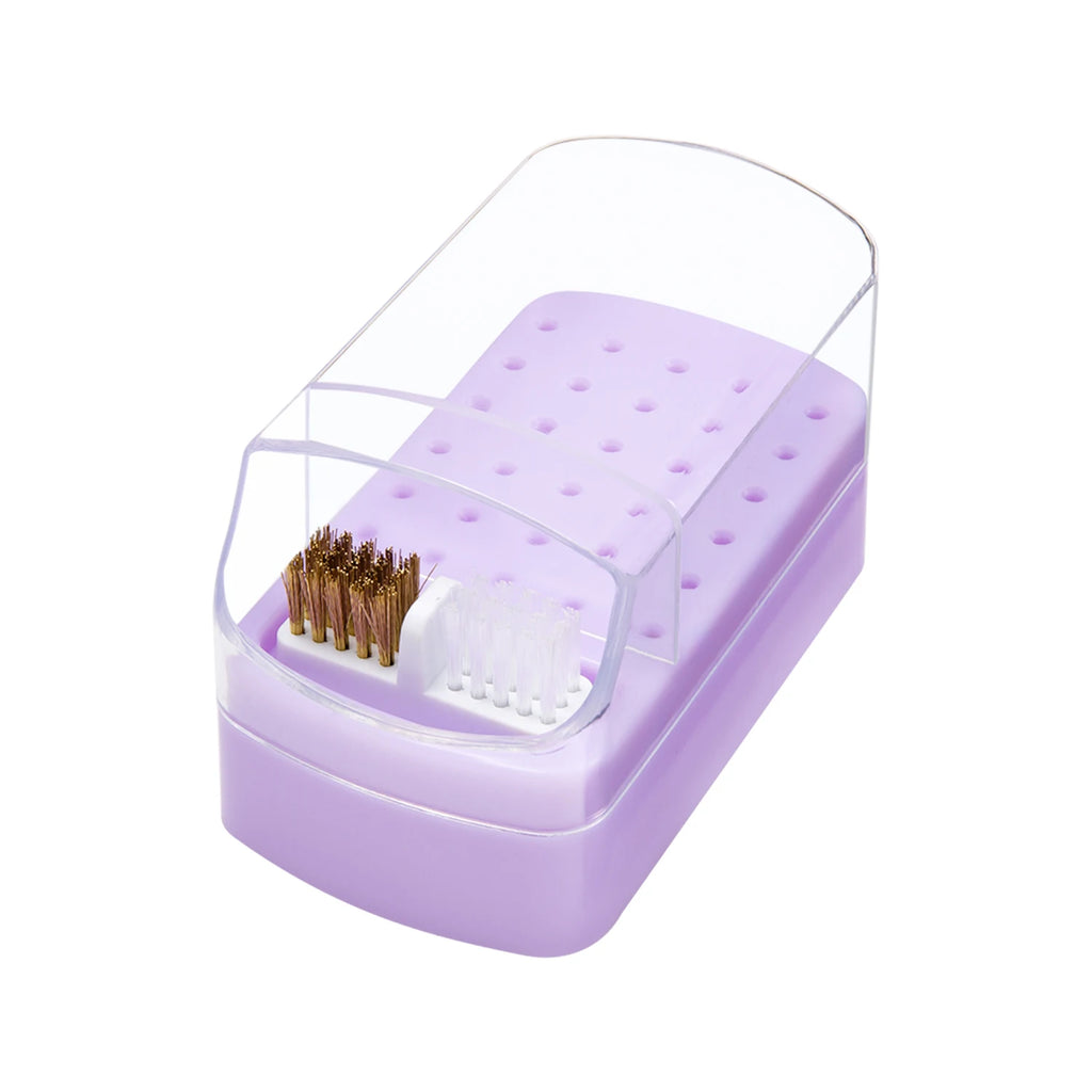 Nail Drill Bits Organizer Box 30 Slots Showing Shelf Acrylic Dustproof Portable Empty Storage for Salon Nail Art Supplies