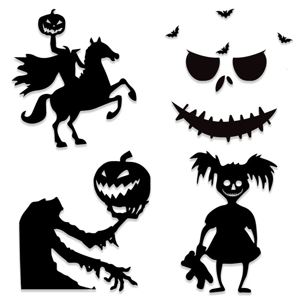 Halloween Decoration Room Door Stickers Window Decor Skeleton Hand Pumpkin DIY Devil Witch Hat Glass Window Stickers Ghost