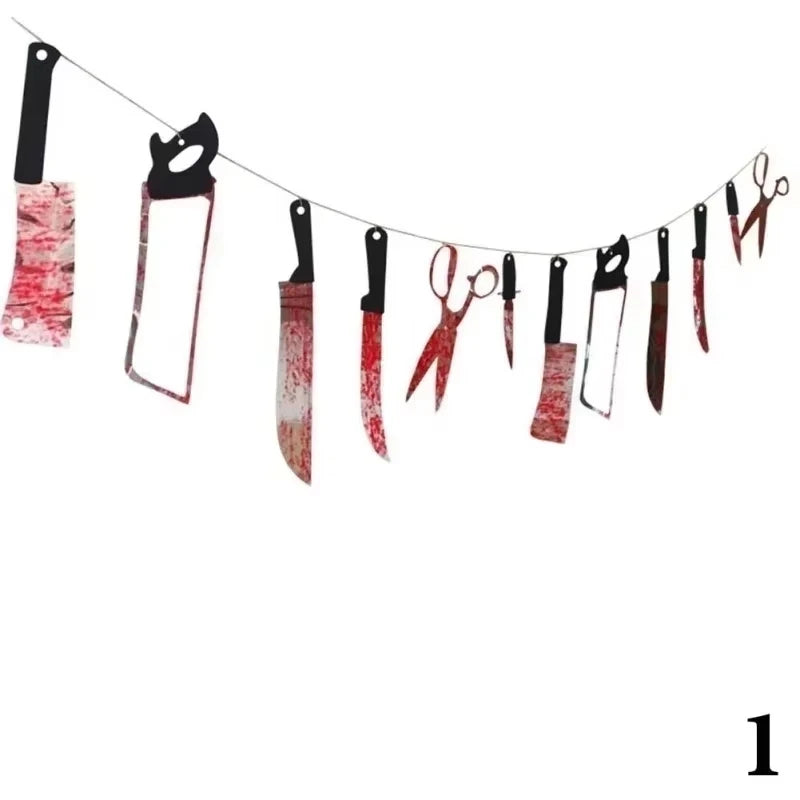 Halloween Decoration Horror House Bloody Weapons Garland Banner Halloween Bar Club Zombie Vampire Party Decorations Supplies