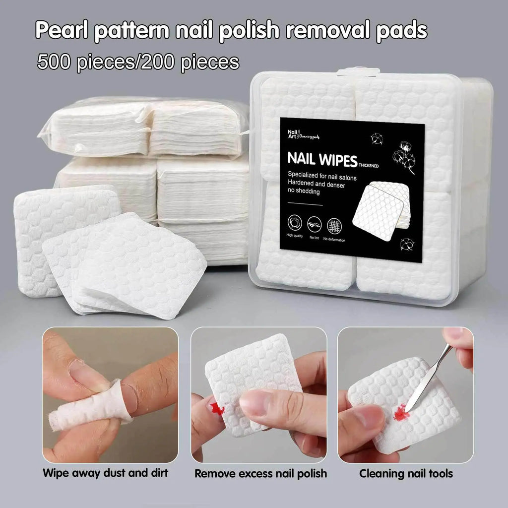Klimonla 200/500Pcs/pack/box Solid Durable Nail Tools Manicure Gel Nail Polish Remover Pads Lint-Free Wipes Napkins Wraps
