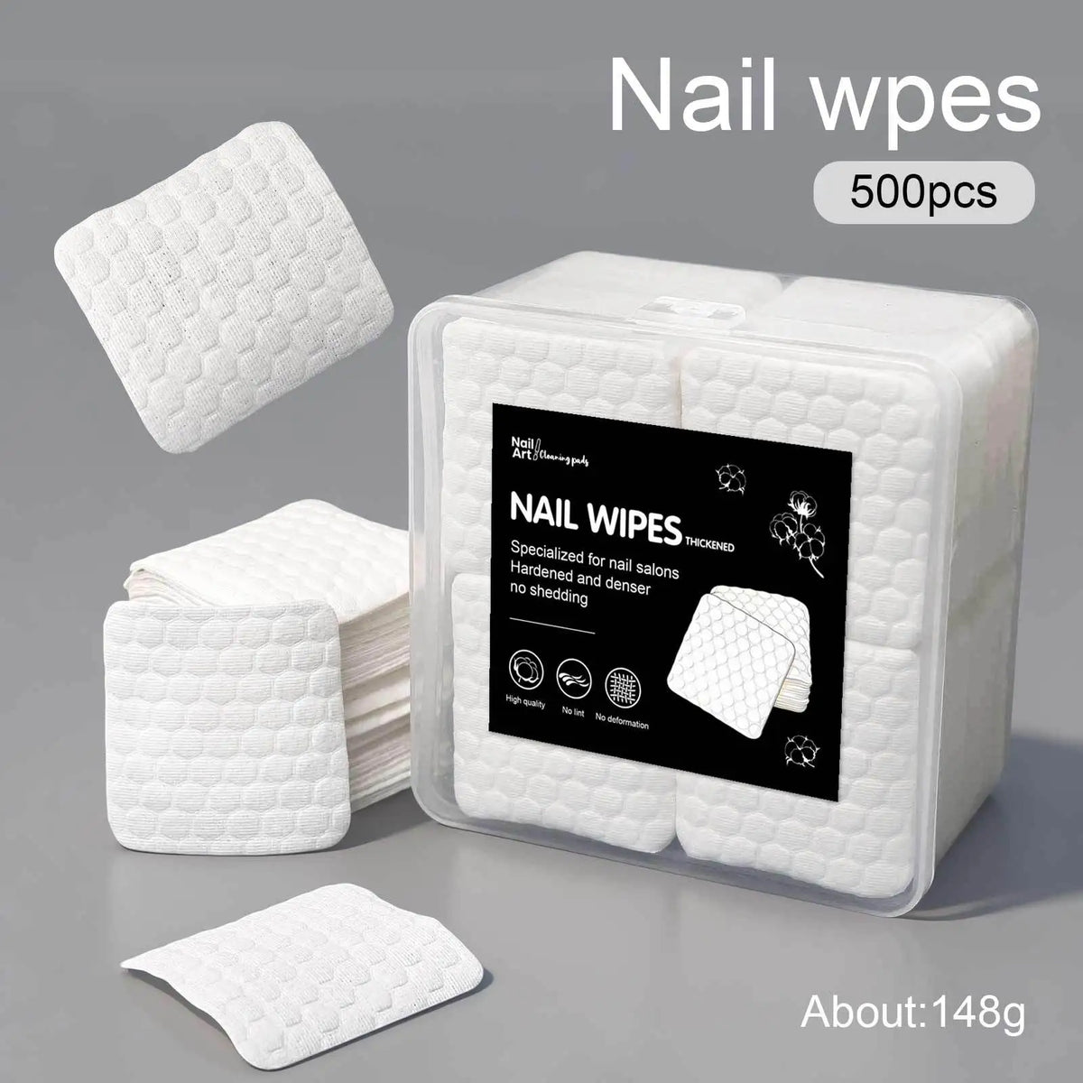 Klimonla 200/500Pcs/pack/box Solid Durable Nail Tools Manicure Gel Nail Polish Remover Pads Lint-Free Wipes Napkins Wraps